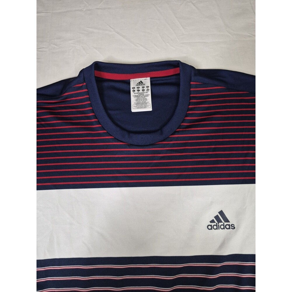 Adidas Shirt Climalite Men's Size 2XL Blue Red White Stripe Colorblock XXL - Picture 3 of 14
